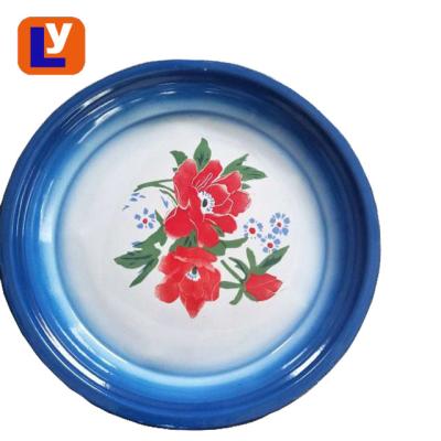 China Hot sale 25-80cm viable cheap deco enamel round tray for sale