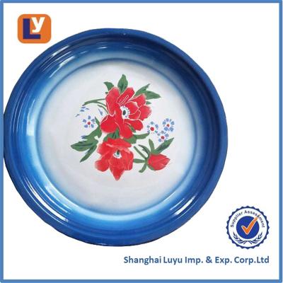 China Hot Sale Metal Large Size Round Enamel Tea Tray Enamel Utensils UAE for sale