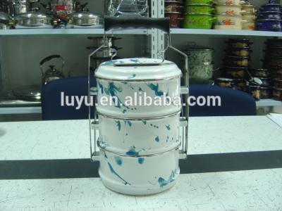 China Easy to carry your portable food set 3pcs enamel food carrier tiffin box 14cm 16cm 18cm 20cm for sale