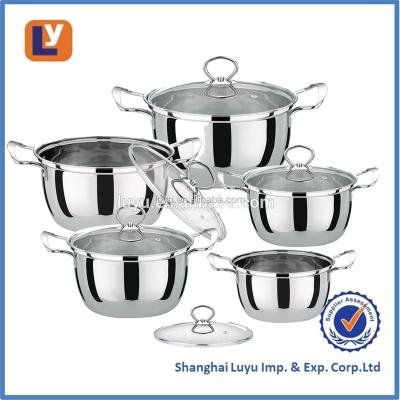 China Good quality 10pcs sustainable stainless steel pots cookware set 18-26cm for sale