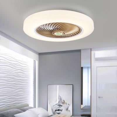 China Energy Saving Radio Switch Control Plastic Cover Led Blade Les Modern Caged Hidden Ceiling Fan Lamp For Living Room for sale