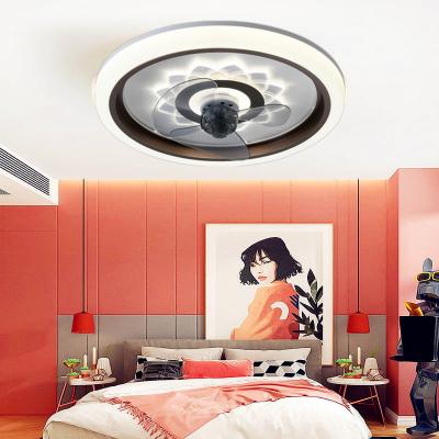 China Energy Savings Ceiling Fan With Lights , Enclosed Round LED Dimmable Ceiling Light Fan With Blades for sale