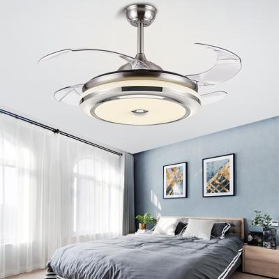 China ABS+Copper+Glass 52 Inch Crystal Remote 48w Luxury Chandelier Reversible Invisible Retractable Ceiling Fan With 8746 Light for sale