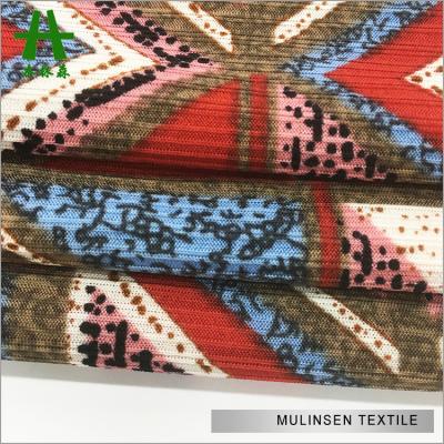 China Like Your Terms Mulinsen Textile Hot Sale 4 Way Lycra Print Spandex Tank Top Stripe FDY Knit Polyester Fabric Vietnam for sale