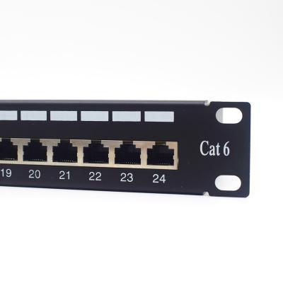 China Network Cabling System 19' 1U RJ45 Trapezoidal Cabinet 48 Patch Panel Network Accessories Cat 6 Left Patch Panel for sale