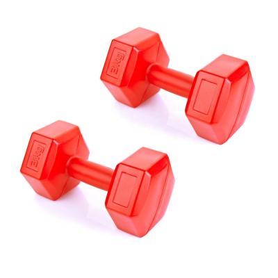 China Eco-friendly Fitness Equipment Gym Plastic Cement Sand Filled Dumbbell Set For Bodybuilding For Home Exercise for sale