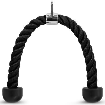 China Durable Standard 27 Inch Black Non Slip Tricep Rope Pull Down With Snap Hook for sale