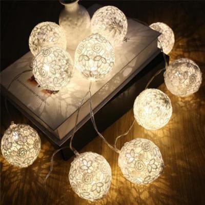 China Led Christmas Garden Hanging Cotton Ball String Light For Wedding Party Customized Home Solar Light for sale