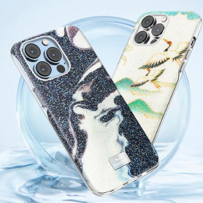 China Luxury crystal shockproof factory phone case diamond PC drop protection phone cover for iphone 13 pro max marble case for sale