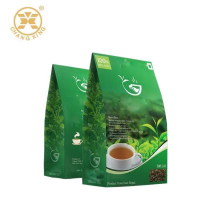 China Moisture Proof Tea Bag Packaging Clear Plastic Resealable Packaging Bags Flat Bottom Custom Pouch for sale