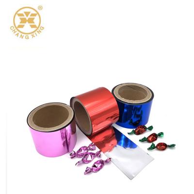 China Moisture proof automatic wrapping roll film for candy wrapper pet twist metallized film cx-107 for sale