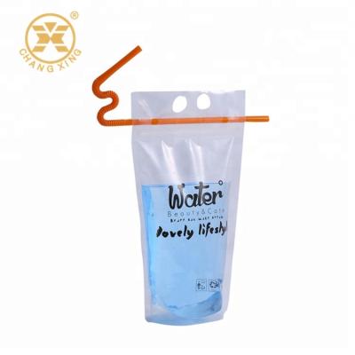 China Moisture Proof Juice Stand Up Spout Beverage Drink Pouch With Straw And Zipper Lock 300ml/500ml For Juice Milk Tea for sale