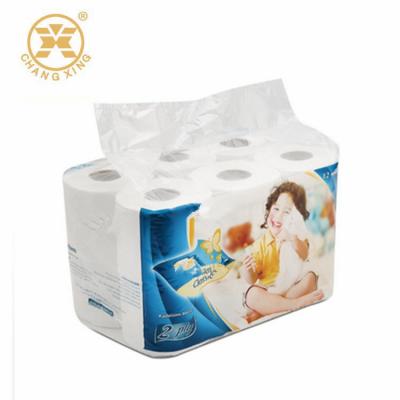 China Recyclable Printed Tissue Bag Tissue Packaging Bag Handle Side Gusset Toilet Paper Packaging PE Plastic Bag for sale