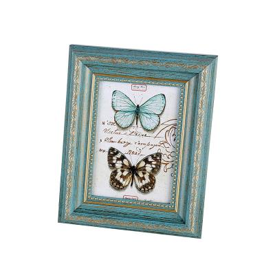 China Rustic 4x6 5x7 8x10 Wall Animated Family Blue Wood Birthday Wedding Baby First Year Birthday PS Gift Picture Frame Custom European Picture Frame for sale