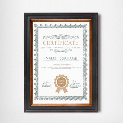 China Custom Size Rustic Dark Wood Color A4 Patent Document Certificate Frame Plastic Photo Frame for sale