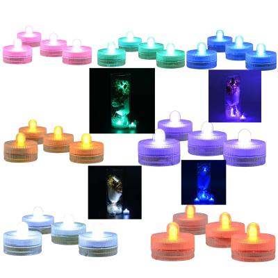 China Available 11 Colors Mini LED Bathroom Battery Operated Submersible Lights Waterproof Candle For Home Vase, Pool, Fish Tank for sale