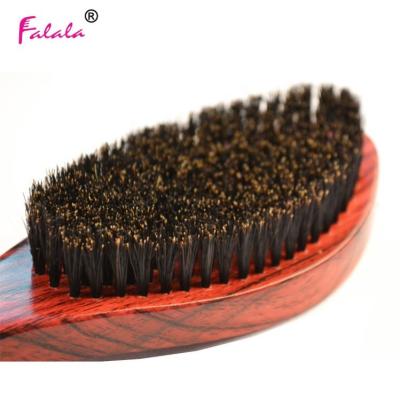 China Curved Hair Beard Brush Men Boar Bristle Hair Brush Custom 360 Cushion Handle Wave Wooden Long Beard Brush for sale