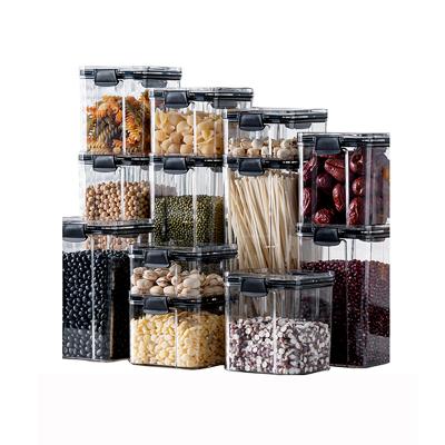 China Plastic Container Kitchen Pantry Organizer Airtight Clear Lid Viable Transparent Food Storage Box for sale