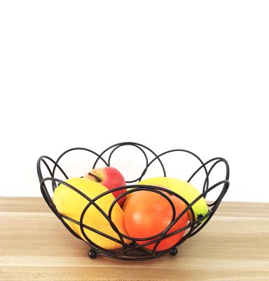 China Sustainable Modern Design Decorate Kitchen Counter Breadfruit Bowl Vegetable Snacks Round Storage Metal Wire Fruit Basket for sale