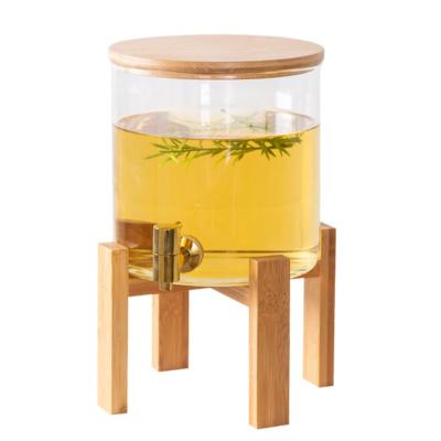 China Freshness Preservation Borosilicate Glass Jar Beverage Wine Top Fruit Juice Barrel Dispenser With Tap for sale