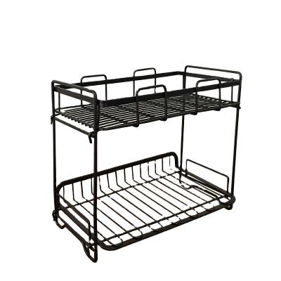 China Bathroom Kitchen Bedroom Storage Iron Double Spice Racks Shelf Storage Removable Table Rack for sale