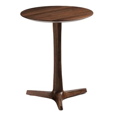 China Nordic American Convertible Walnut Corner Solid Wood Sofa Side Round Table for sale