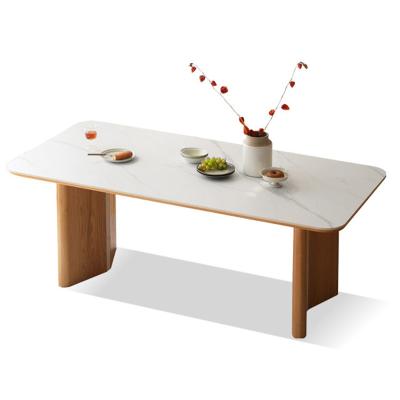 China Custom slate dining table office restaurant rectangular table solid wood geometric log for sale