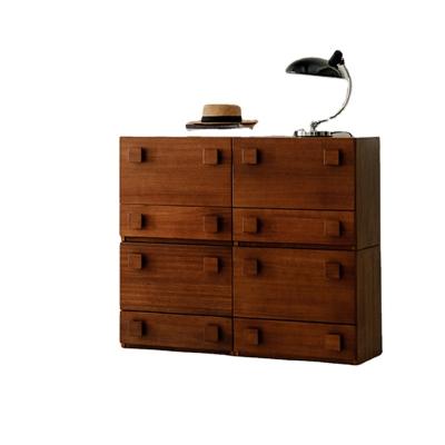 China Convertible Nordic Teak Locker Drawer Cabinet Retro Solid Wood Bedside Cabinet Cabinet for sale