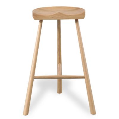 China Custom Nordic Modern Minimalist Japanese Bar Stool Home Solid Wood White Oak Saddle Stools for sale