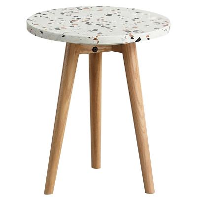 China Modern Marble Round Top Oak Wood Bedside Night Stand (Size) Adjustable Luxury Nordic Style Bedroom Furniture for sale