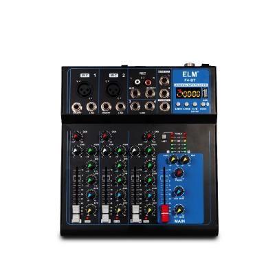 China Hot Selling Effect DJ Controller Audio Mixer 4 Channel / Console Mixer USB BT Audio Sound Mixer For Stage for sale