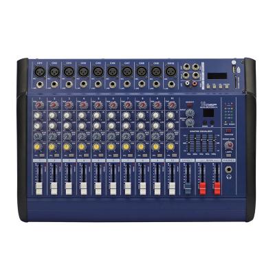 China Professional Used Audio Equipment High Quality 10 Channel USB BT Mixer Console 250W Mixer Audio Amplifier For Stage for sale