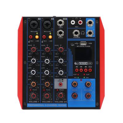 China Professional Used Audio Mixer Music Mixer Factory 4 Channel Audio Equipment Mini Recording DJ Live Show Karaoke Audio Sound Console for sale