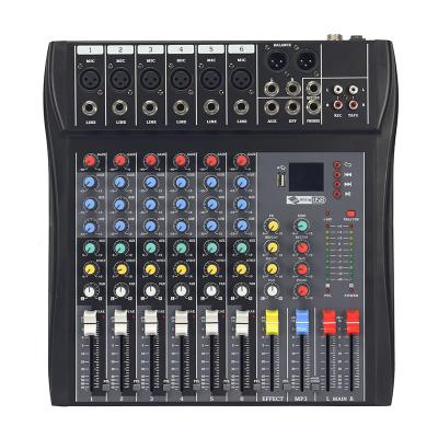 China Professional Audio Console Interface USB Home Music Karaoke KTV Controller Mixer Effect DJ 6 Channel DJ Mixer for sale