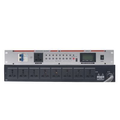 China 8-way Power Sequencer Rack Module Cabinet PDU Rack Unit Box Stage 10 Channel Power Distribution System D776-9C for sale