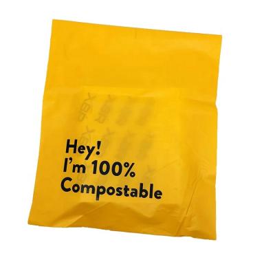 China Large PLA+PBAT Biodegradable Cornstarch Yellow T-Shirt Self Adhesive Compostable 100% ECO Seal Biodegradable Plastic Bags for sale