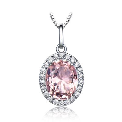 China FASHIONABLE Engagement Gift 925 Sterling Silver Pink Gem Pendant Box Chain Jewelry Custom Iced Out Pendant for sale