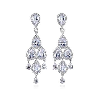 China Boho vintage CLASSIC silver real zircon drop earrings long tassel earrings rhinestone drop earrings jhumka for sale