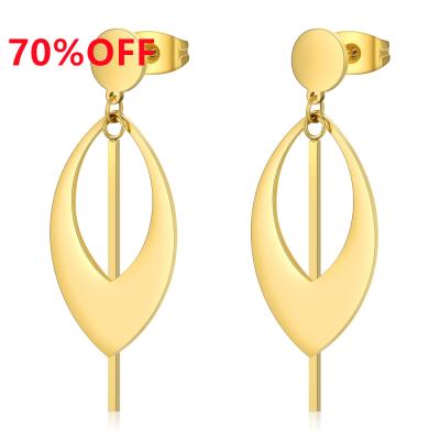 China European jewelry fashion minimalist earrings trend gold stainless steel earrings 2021 for sale