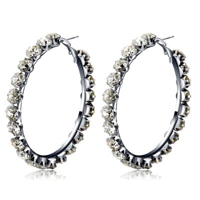 China Western Style 4cm Big Large Circle Hoop Earrings Shiny Gold Plated Moissanite Earrings for sale