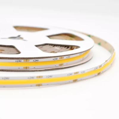 China DC24V Desk High Brightness Dot Free Uniform Light Ra 90 Flexible COB 8mm Cuttable Led Strip Lights for sale