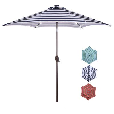 China Sun Shade US Stock Outdoor Patio 9 Ft Table Umbrella with Push Button Tilt and Crank, LED Lights Solar Parasol Outdoor Umbrella for sale