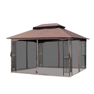 China Modern 3X4M Steel Outdoor Double Roof Garden Tent Gazebos Metal Canopy With Netting for sale