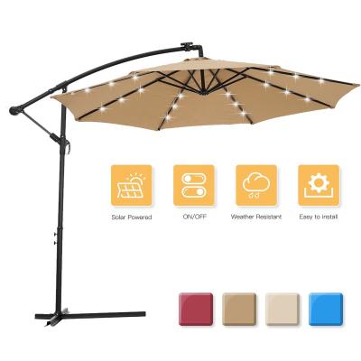 China Modern USA LED 10Ft Solar Outdoor Running Lighted Offset Umbrella Umbrella Umbrella Garden Patio Cantilever Umbrellas for sale