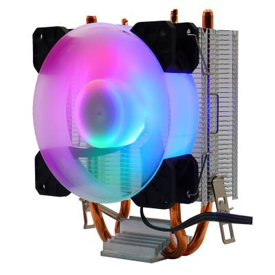 China New Design 90mm CPU Cooler Four Colors LED Light PC Cooler Fan 2 Pipes Fan 2011 Liquid for sale