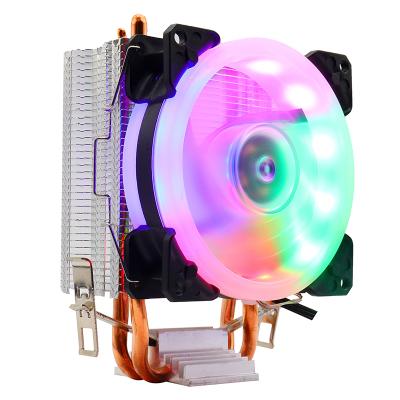 China Aurora Copper Desktop Computor Colors CPU 9CM CPU Cooler 2 Pipes Radiator Four Pipes Fan for LGA1155 775 AM4 1366 for sale