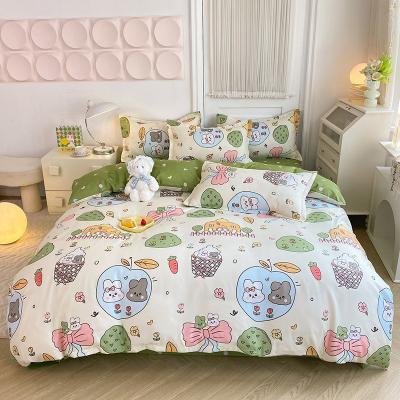 China Nondisposable Manufacturer 4 Pcs Queen Size Quilt Duvet Cover Cover Bed Cotton Bedsheets Luxury Space King Valentine for sale