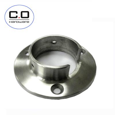 China Balcony Stainless Steel 90 Degree Round Tube Slotted Pipe Fittings Base Plate for sale