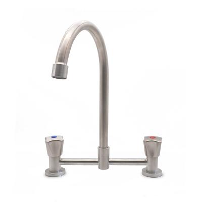 China Modern Metallic Hot Cold Water Mixer Tap Double SS304 Solid Lever Water Faucet 20DE1003400 for sale