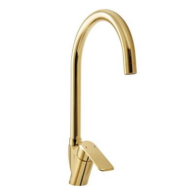 China Factory Supply Modern Kitchen Gold Chrome Plated Single Handle Elbow Faucet Hot And Cold Water Basin Mixer 20MW5603480 for sale